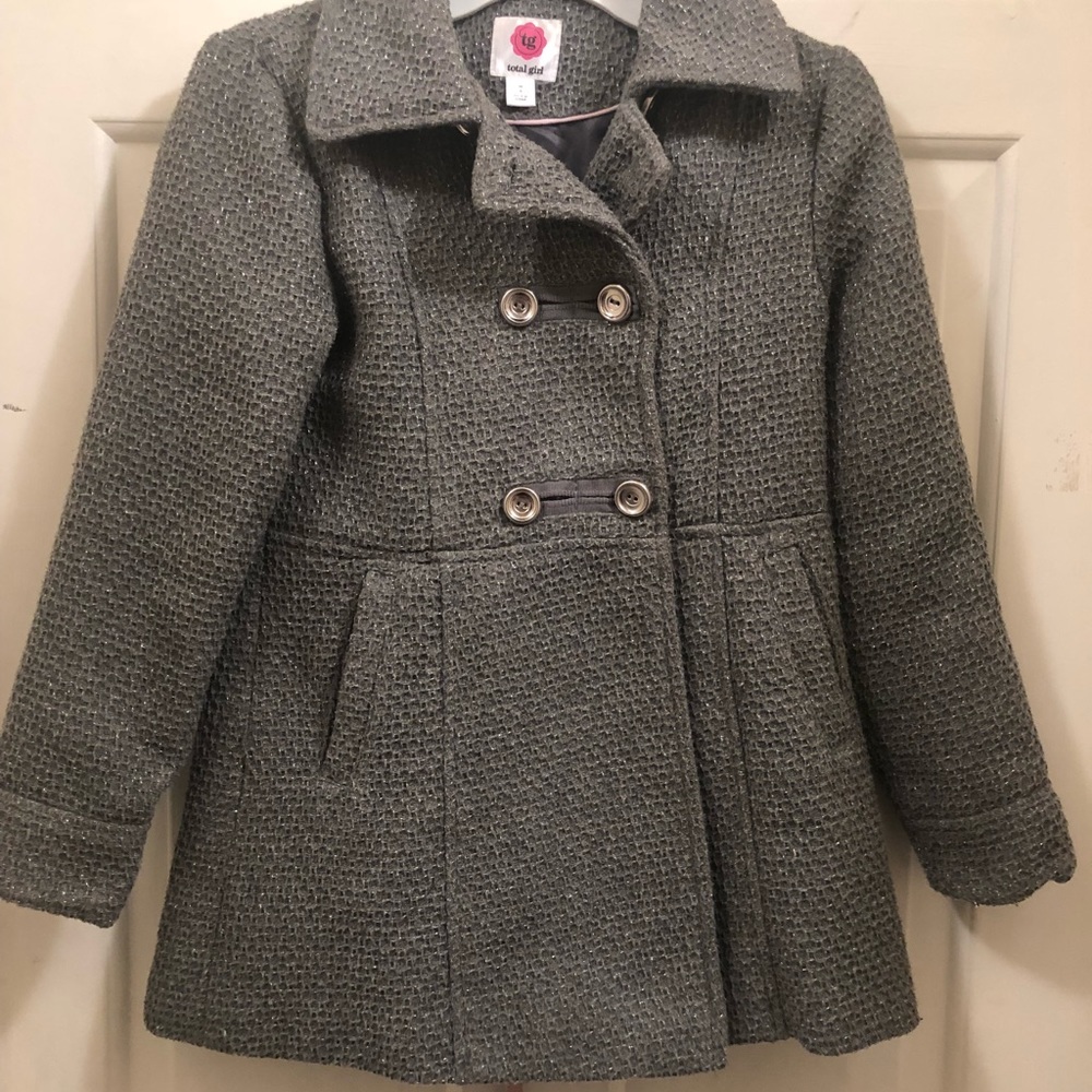 Girls grey/metallic peacoat